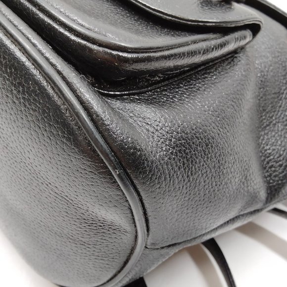 Auth Mcm Backpack Bag Black Leather #36590M11 - Picture 6 of 9